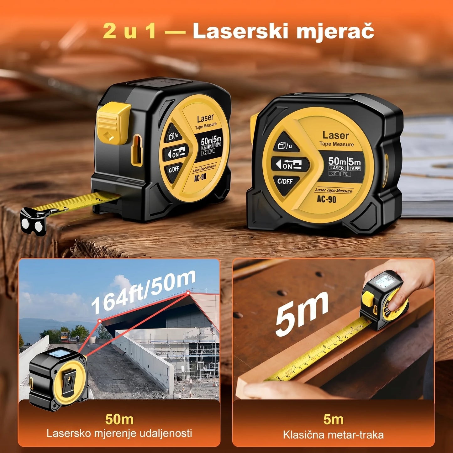 Profesionalni Digitalni laserski metar 2-u-1